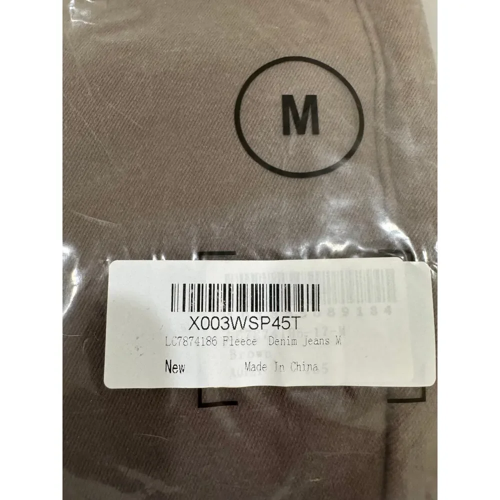 NWT Women's Brown Fleece Denim Leggings Jeans Pull-on Stretchy Casual Comfy M